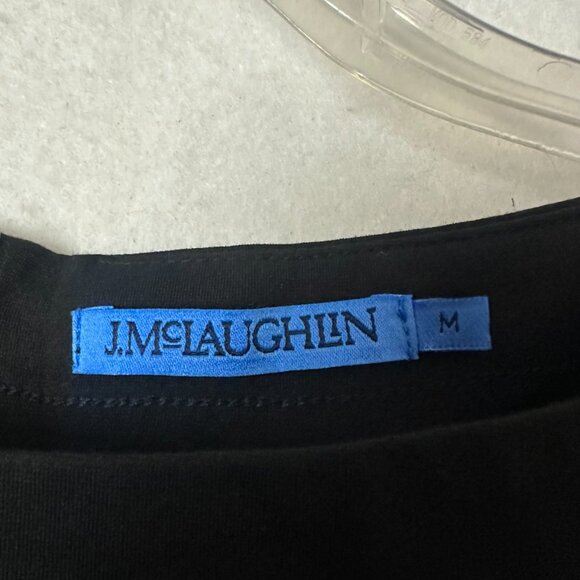 J Mclaughlin Sara Dress sz M 3/4 Sleeve Ruched side classic formal little black - Picture 3 of 5